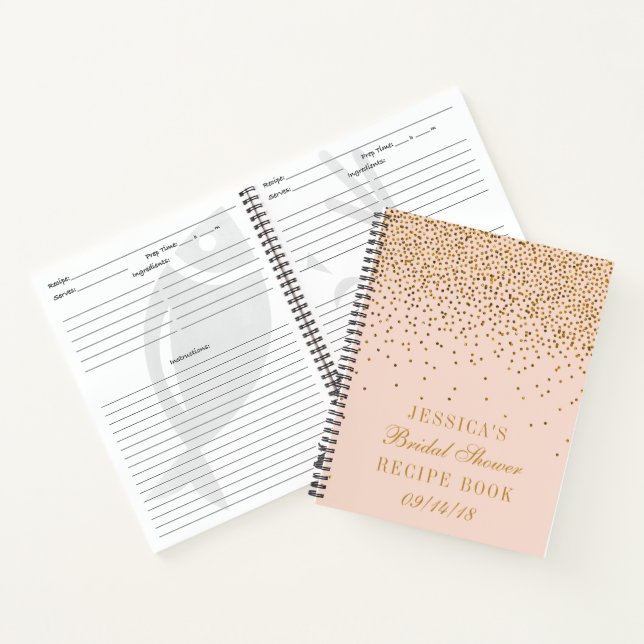 Carnet Recette de Fête des mariées Confetti Rose & Or Blu (Intérieur)