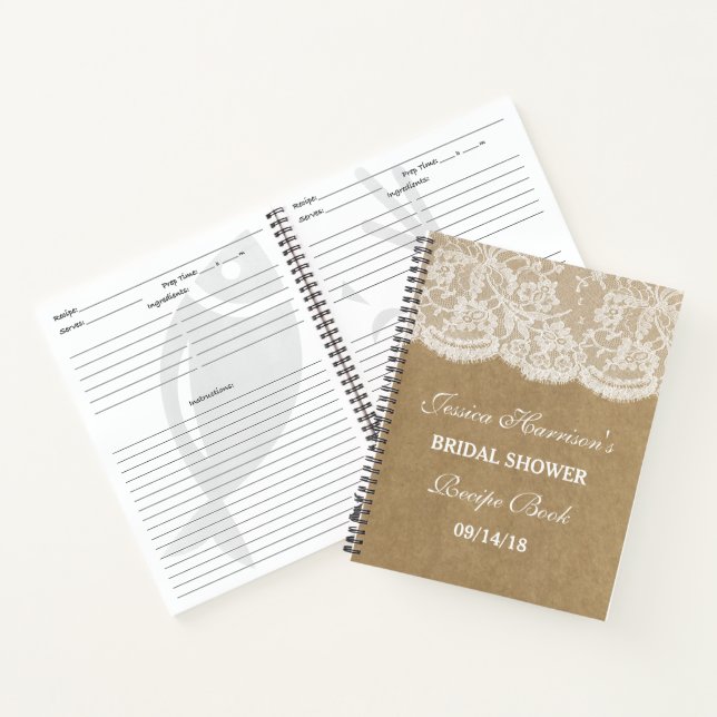 Carnet Recette de Fête des mariées de dentelle rustique K (Intérieur)