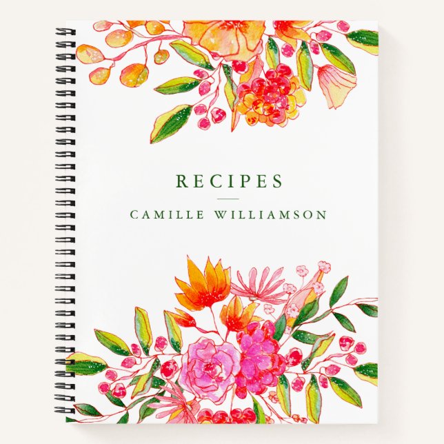 Carnet Recette de Fête des mariées Florale rose orange (Devant)