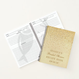 Carnet Recette de Fête des mariées vintage Gold Confetti
