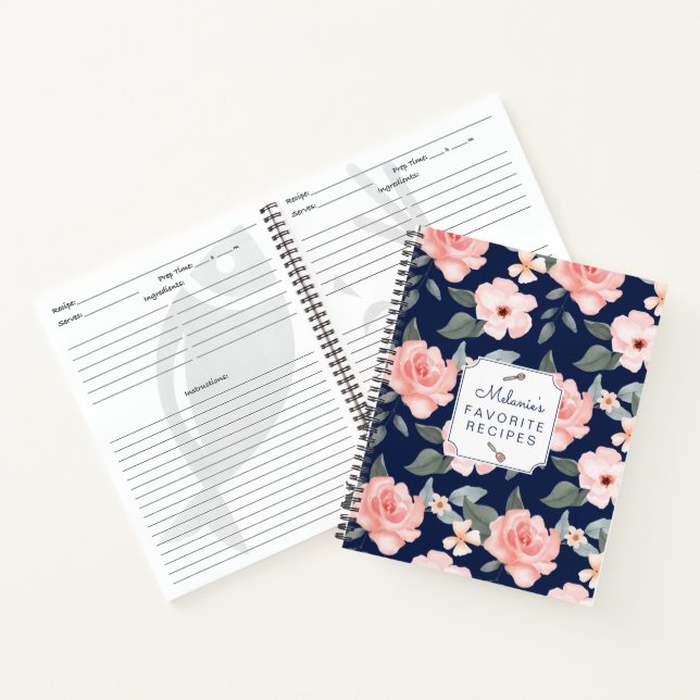 Carnet Recette de feuillage rose pâle et feuillu rose (Intérieur)