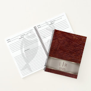 Carnet Recette de monogramme aspect cuir rouge