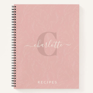 Carnet Recette de monogramme botanique rose rustique él