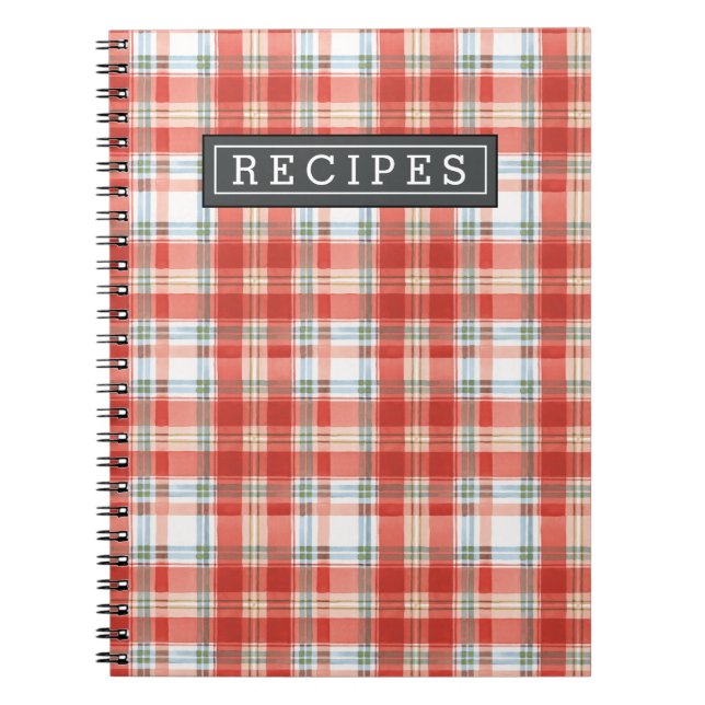 Carnet Recette de Motif d'aquarelle rouge Noël (Devant)