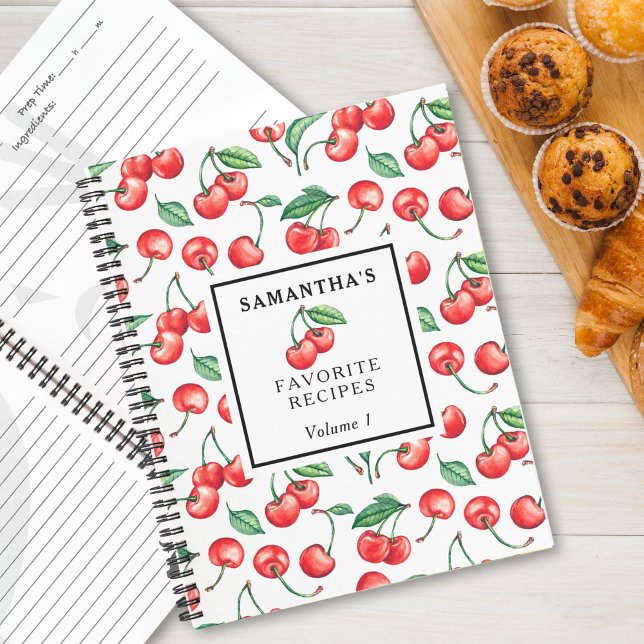 Carnet Recette de Motif de cerise personnalisée (Créateur téléchargé)