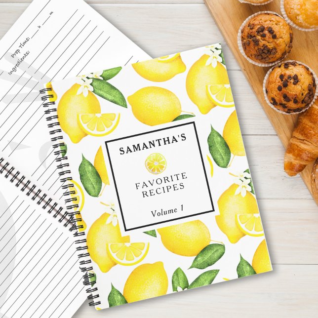 Carnet Recette de Motif de citron personnalisée (Créateur téléchargé)