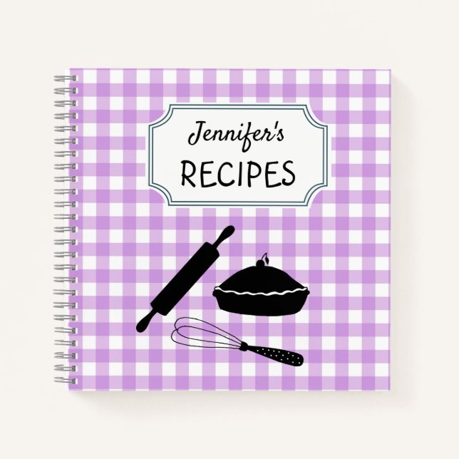 Carnet Recette de Motif Lilac En vichy Plaid personnalisé (Devant)