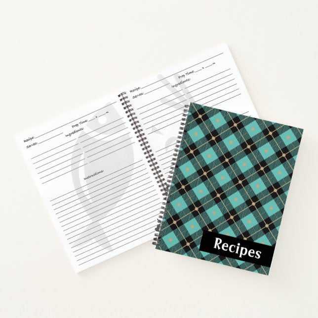 Carnet Recette de Motif Luminjack Black Aqua Plaid (Intérieur)