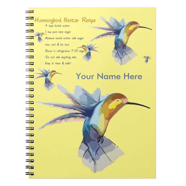 Carnet Recette de nectar de colibri (Devant)