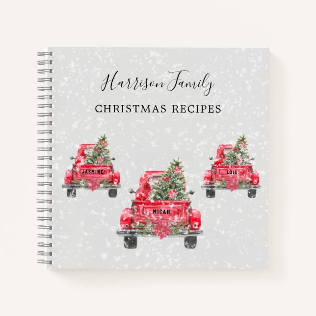 Carnet Recette de Noël vintage famille Camion rouge (Devant)