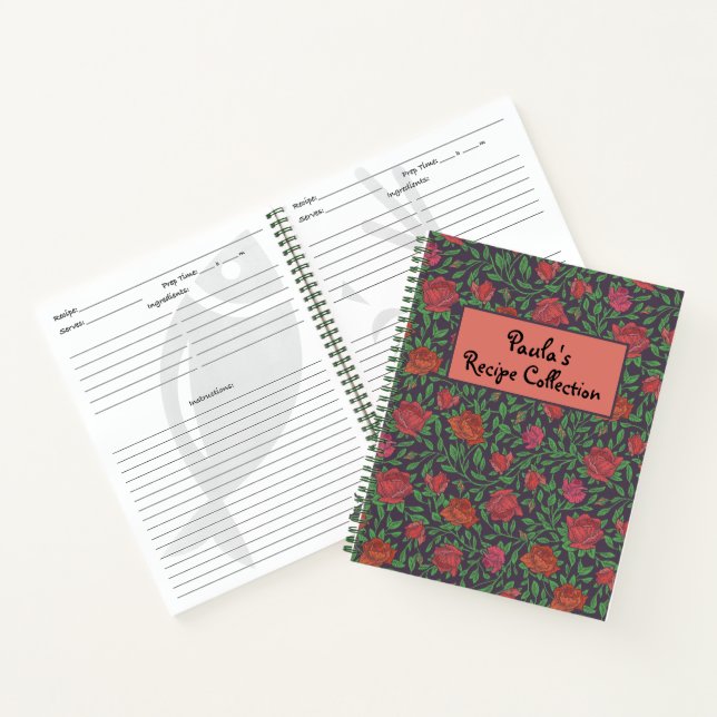 Carnet Recette de roses fuchsia rouges parfaites gothique (Intérieur)