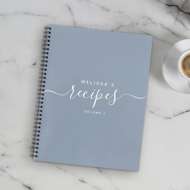 Carnet Recette de script élégant et moderne Dusty Blue pe (Créateur téléchargé)