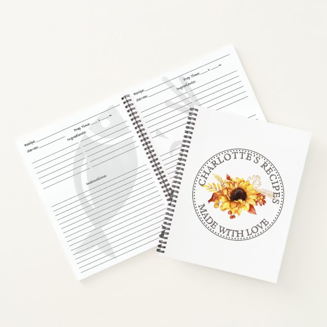 Carnet Recette de tournesol personnalisée (Intérieur)