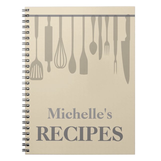Carnet Recette d'ustensiles de cuisine personnalisée (Devant)