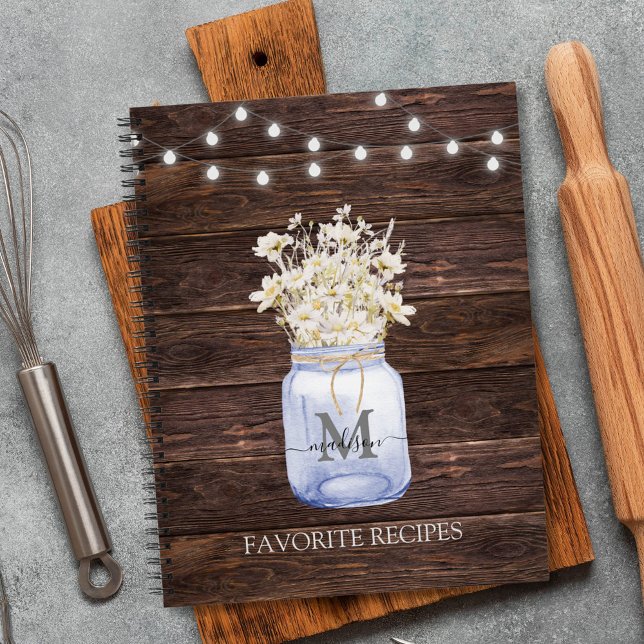 Carnet Recette en bois Brown de marmite blanc monogramme (In situ)