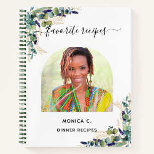 Carnet Recette eucalyptus vert or photo élégante