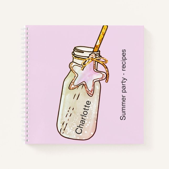 Carnet Recette fête d'été blush rose jar nom bouteille (Devant)