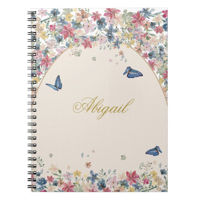 Carnet Recette Fleurs de champ Papillon Élégant (Devant)
