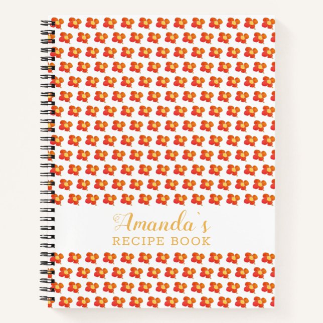 Carnet Recette Florale Motif rouge orange (Devant)