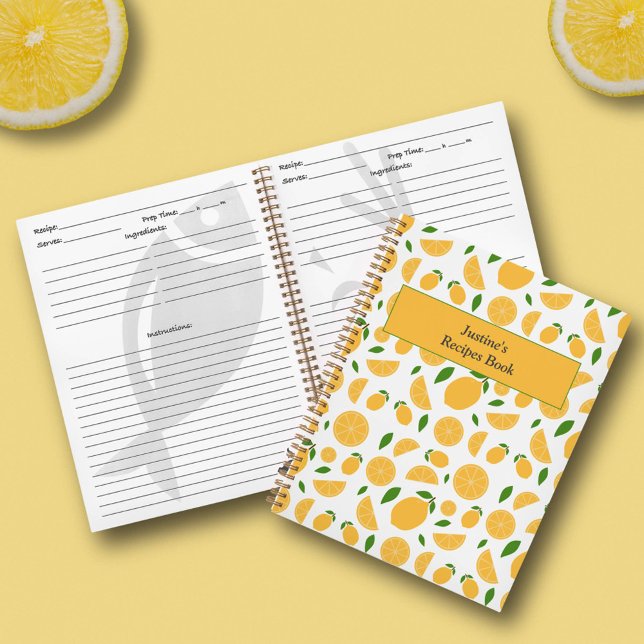 Carnet Recette Motif citron (Lemon Pattern Recipes Notebook)