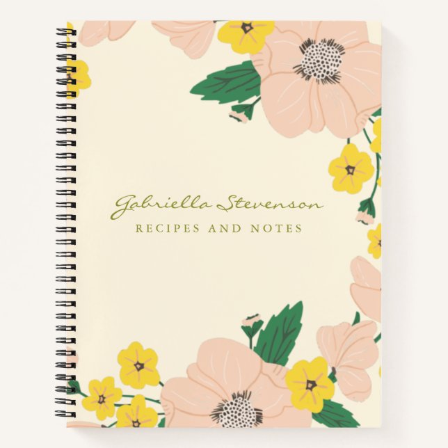Carnet Recette personnalisée Chic Rose Fleur Wreath Recet (Devant)