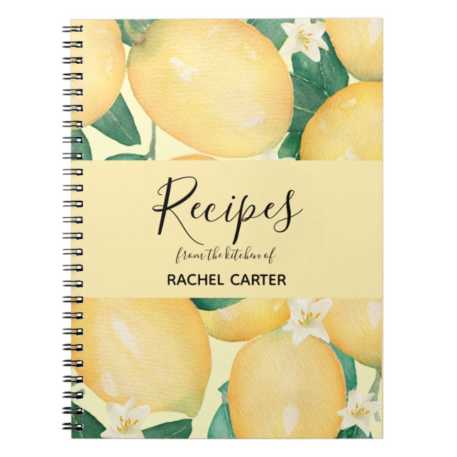 Carnet Recette personnalisée citron (Devant)