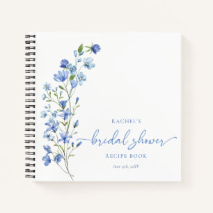 Carnet Recette personnalisée Dusty Blue Fleur sauvage