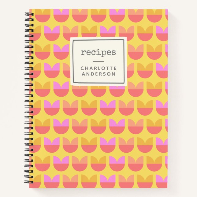 Carnet Recette personnalisée jaune Motif géométrique Cute (Devant)