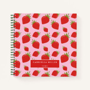 Carnet Recette personnalisée Motif fraise