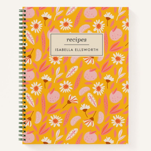 Carnet Recette personnalisée Playful Retro Floral Pattern (Devant)
