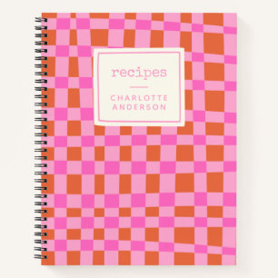 Carnet Recette personnalisée rose Motif Abstraite