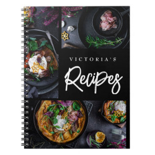 Carnet Recette photo personnalisée noire moderne