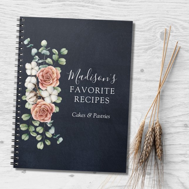 Carnet Recette rose Eucalyptus Floral Botanical Rustic Re (In situ)