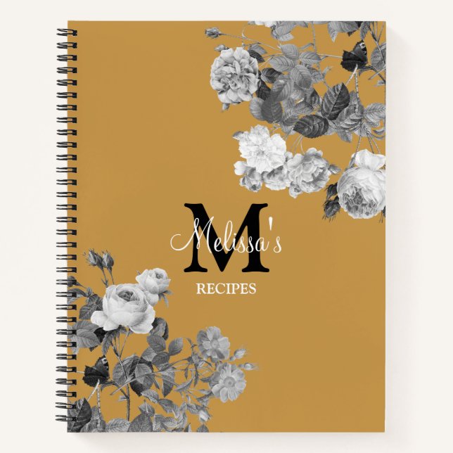 Carnet Recette rouge noir blanc Rose moutarde jaune Recet (Devant)