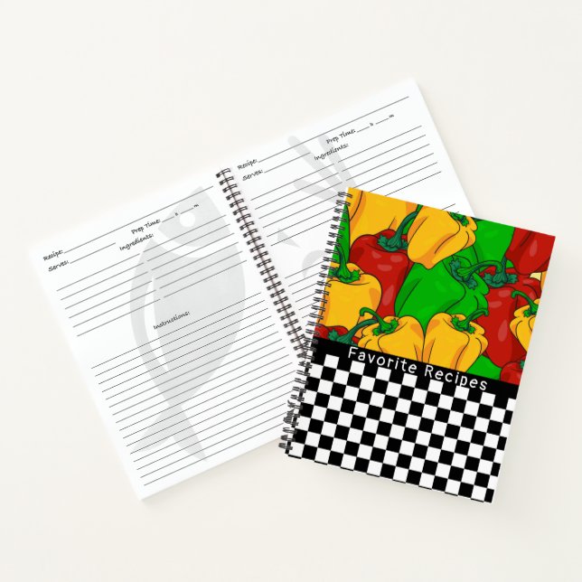 Carnet Recette Tri Colored Poivrons et Checkerboard (Intérieur)