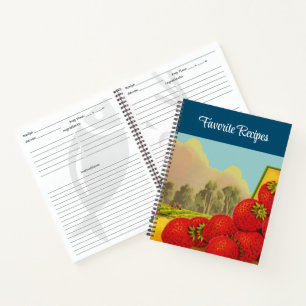 Carnet Recette vintage fraise Crate Art Spiral Recette