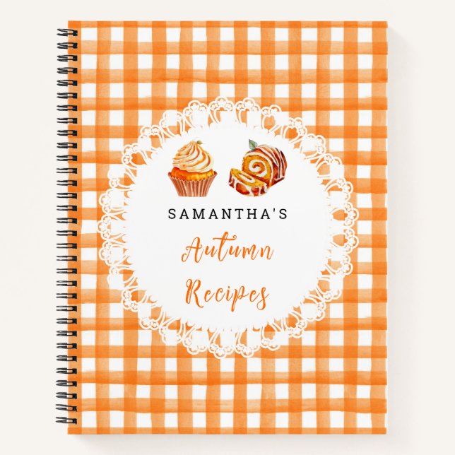 Carnet Recettes d'automne Gingham Orange (Devant)