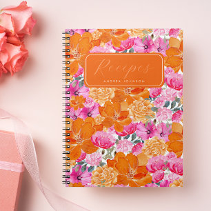 Carnet Recettes de Baby Shower de mariage Floral Rose et