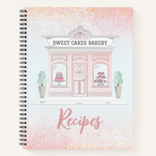 Carnet Recettes de boulangerie Parties scintillant rose