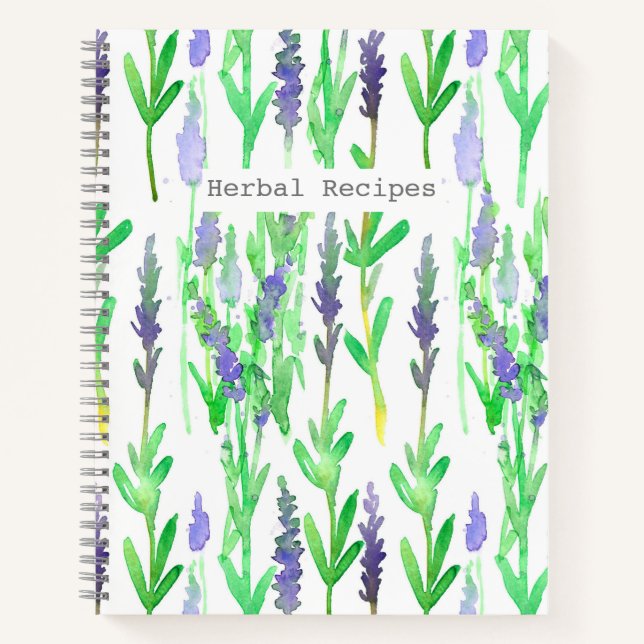 Carnet Recettes de Cuisine de fleurs de lavande Herbes (Devant)