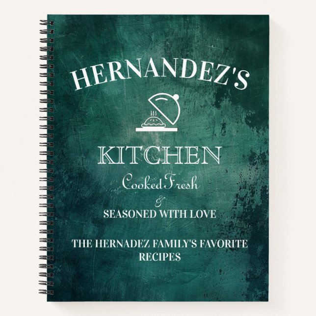 Carnet Recettes de cuisine I Vert Vintage (Devant)