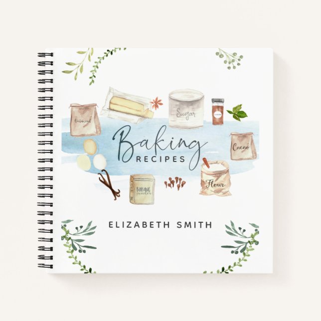 Carnet Recettes de cuisson à l'aquarelle illustrées perso (Devant)