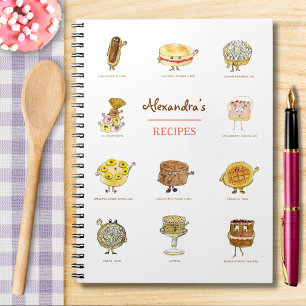 Carnet Recettes de cuisson Cute Cake Cartoon Art ajouter 