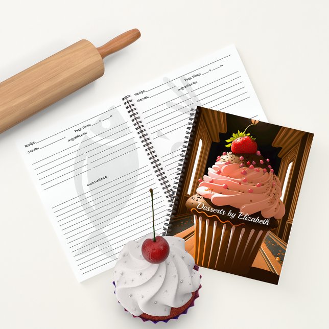 Carnet Recettes de dessert de cupcake congelé à la fraise (Créateur téléchargé)