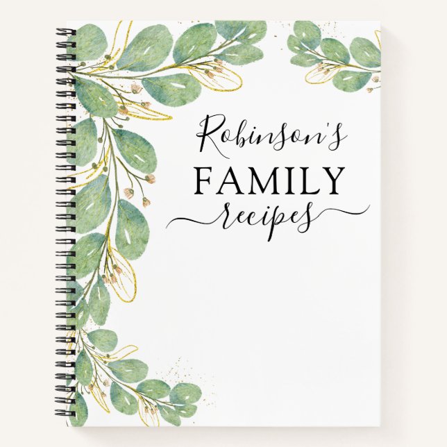 Carnet Recettes de famille Eucalyptus Élégantes Personnal (Devant)
