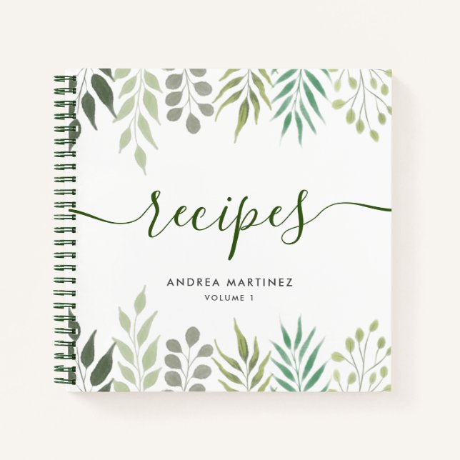 Carnet Recettes de feuillage Feuille botaniques modernes (Devant)