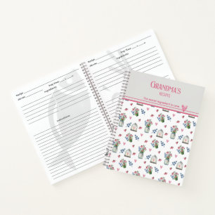 Carnet Recettes de grand-mère Motif de Confleurs roses