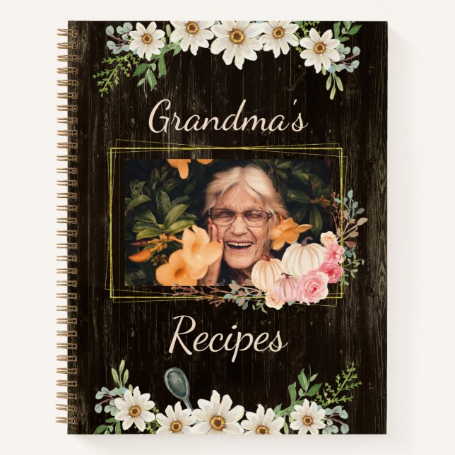 Carnet Recettes de grand-mère rustique avec photo (Devant)