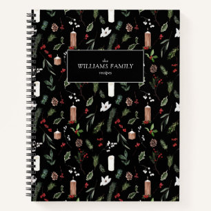 Carnet Recettes de la famille de Noël botanique noire mod