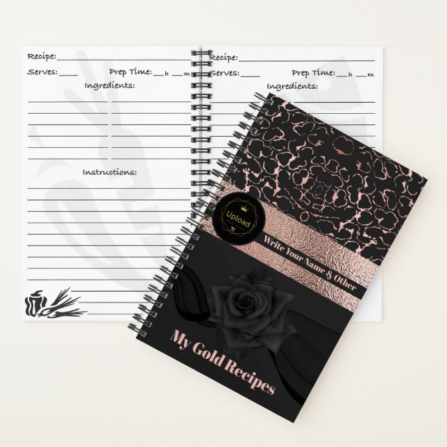 Carnet Recettes de monogramme photo personnalisées Rose n (À l'intérieur)